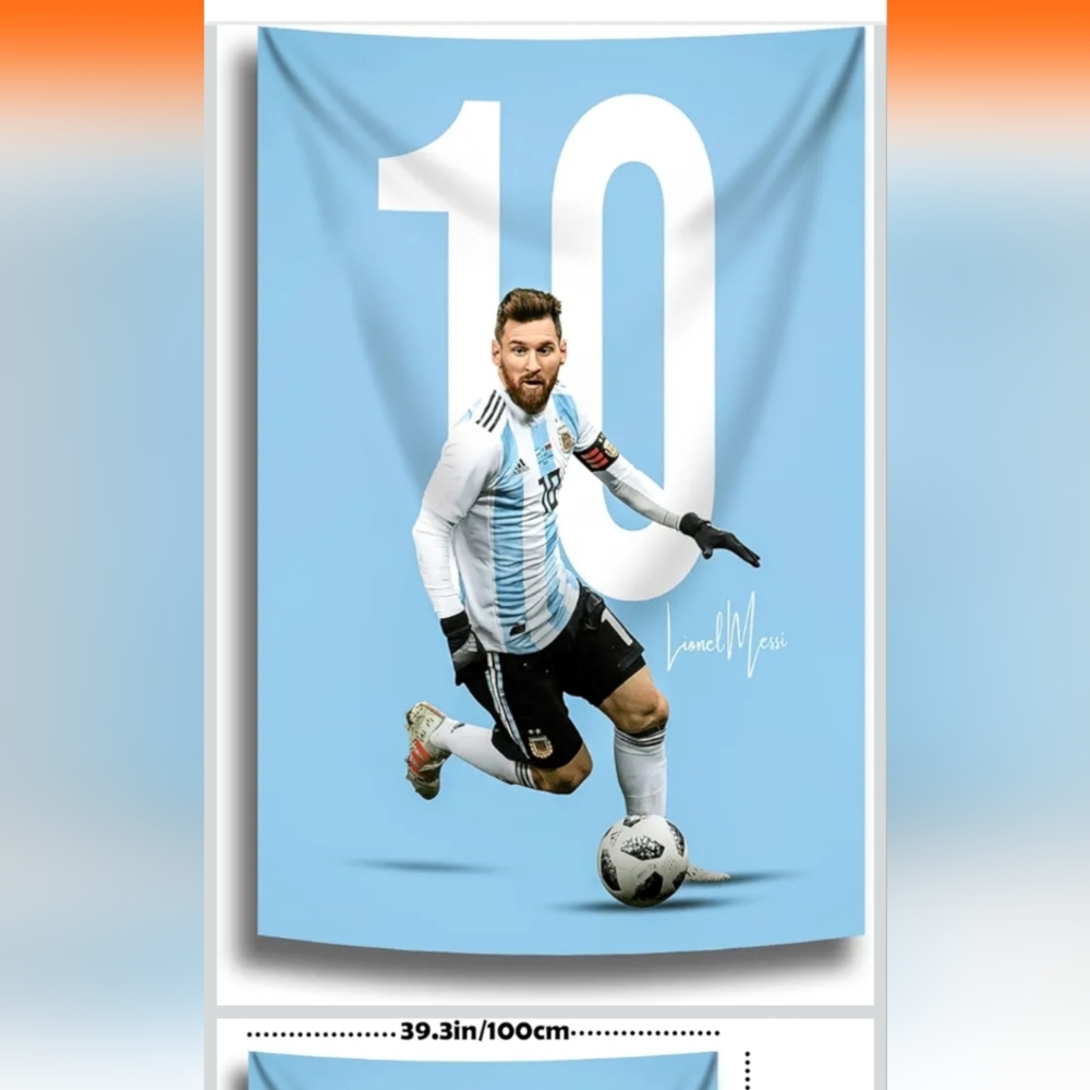 Blue Soccer Player Wall Tapestry
